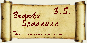 Branko Stašević vizit kartica